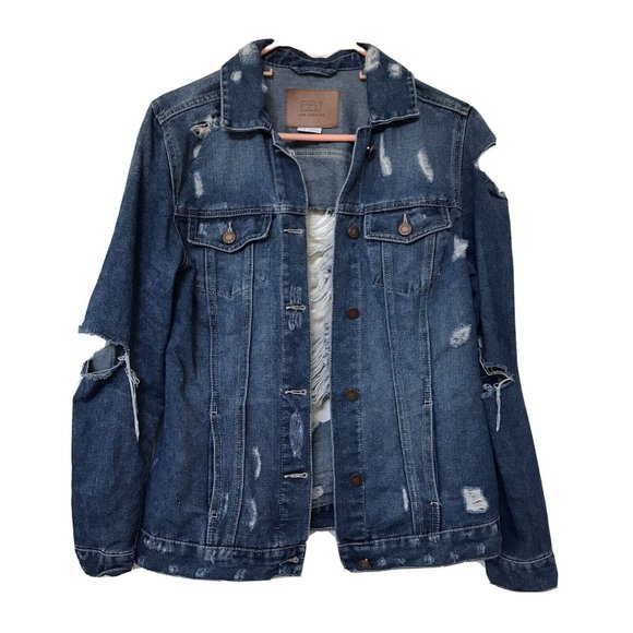 Boom Boom Jeans Jackets & Blazers - BBJ Los Angeles Distressed Destroyed Jeans Jacket Size Small Boom Boom Jeans
